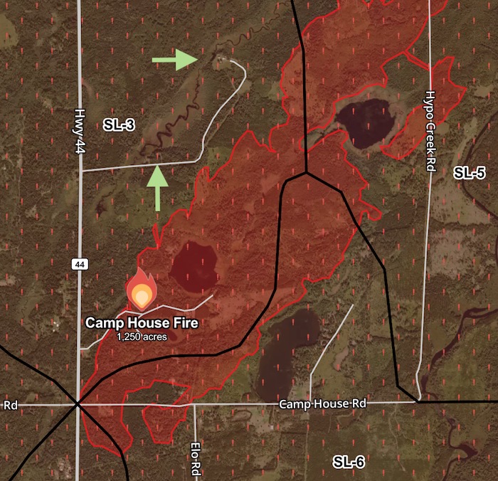 Camp House Fire Map (May 13, 2025)