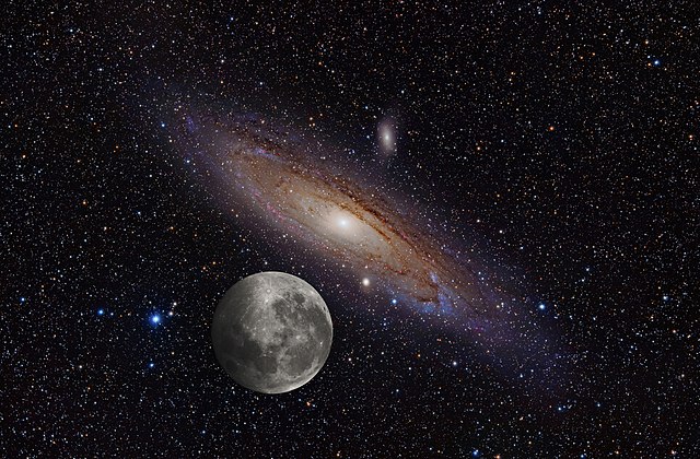 Size of Moon and the Andromeda Galaxy in Our Sky (source:Luc Viatour)