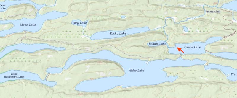 Canoe Lake Route Map (source:usgs)