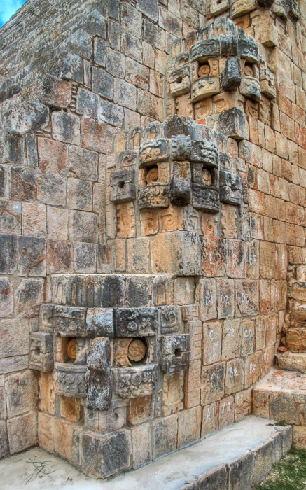 Huge Masks Along Stairway